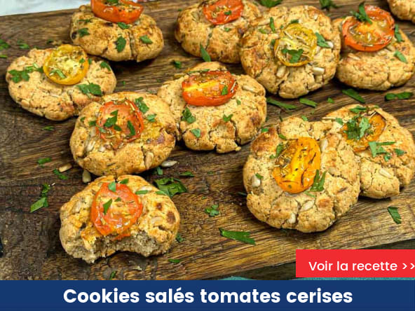 Cookies salés healthy aux tomates cerises et au graines de tournesol